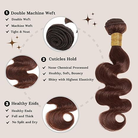 Lumiere #4 Brown 1 Piece Body Wave Bundle Human Hair for Women(No Code Need)