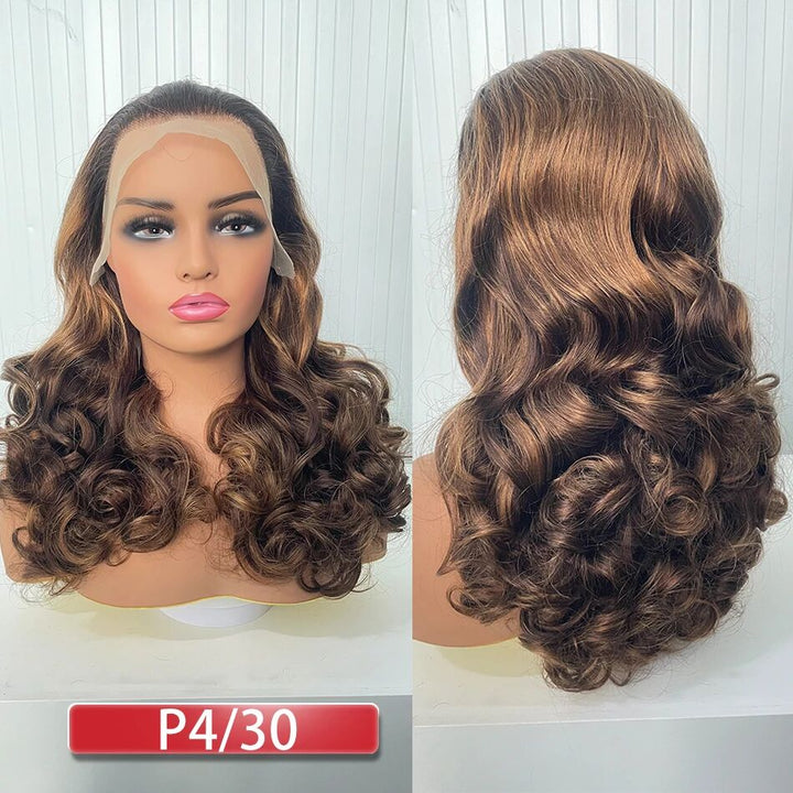 Customized Super Double Drawn Ginger Bouncy Curly Glueless 250% Density 13x4 Full Frontal Wigs Transparent Lace Wear Go 100% Human Hair | Lumiere