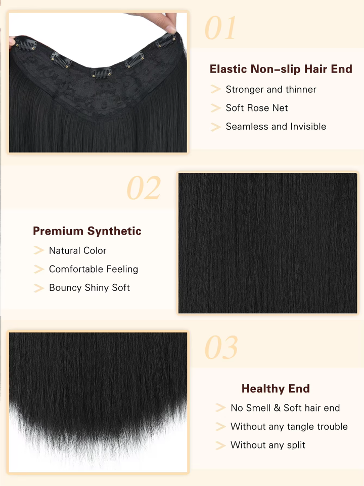 15A Clip in kinky straight  V-Shaped Hair Extension One Piece 5 Clips One Set Clips for Women