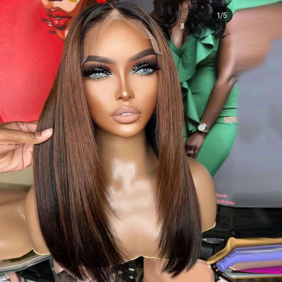 Lumiere Ombre Brown Black Peruvian Bone 13x4 Straight HD Lace Front 150% Density Human Hair For Black Women HDZ