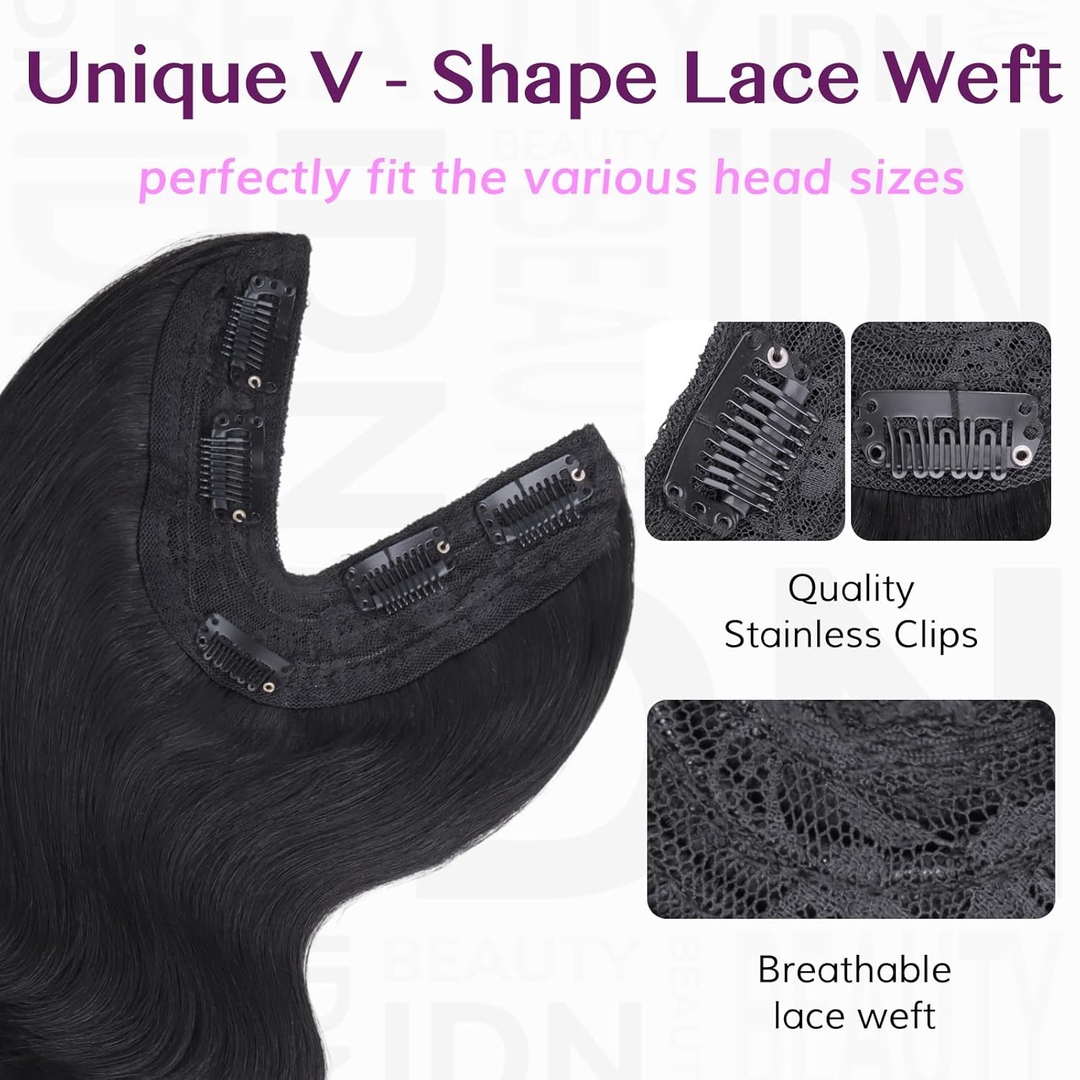 Lumiere 15A Clip in body wave V-Shaped Hair Extension One Piece 5 Clips One Set Clips for Women Daily Use