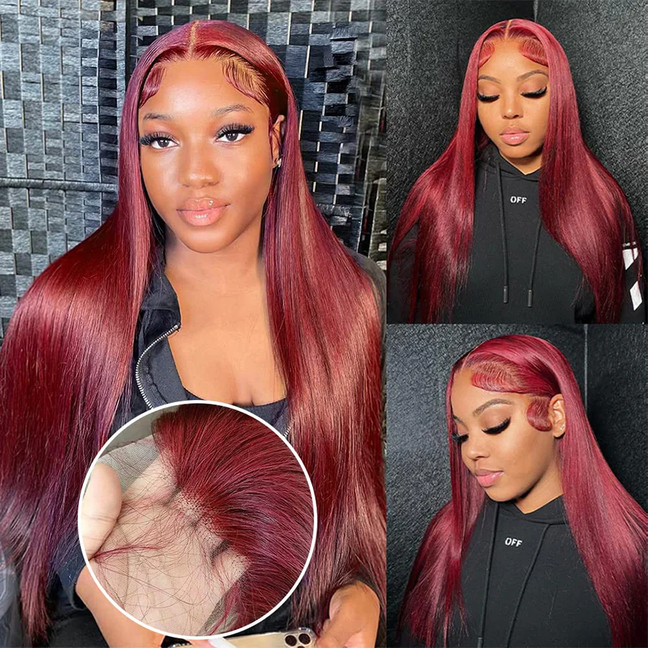 Lumiere Hair #99J Straight Wig  13x6 Lace Front Human Hair Wigs