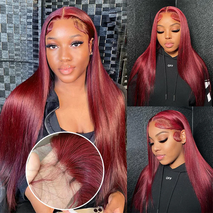 Lumiere Hair #99J Straight Wig  13x6 Lace Front Human Hair Wigs