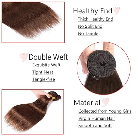 Lumiere Color #4 Brown Straight Bundle 1 Piece Human Brazilian Virgin Hair Extensions(No Code Need)