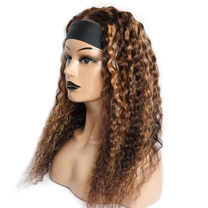 P4/30 Highlight Ombre Headband Wigs Human Hair Water Wave Wigs for Women