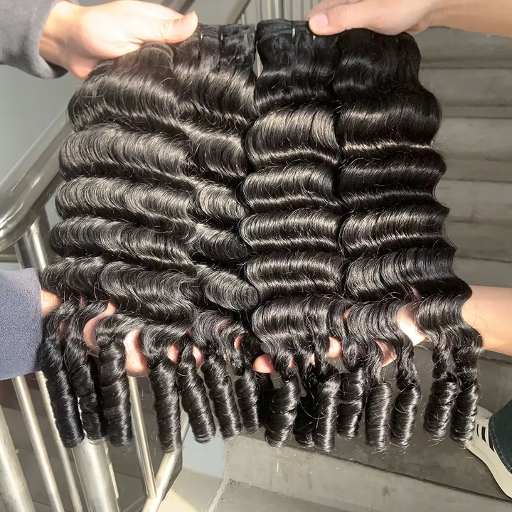 Lumiere Funmi Loose Deep 4 Bundles Human Hair Extensions Burmese Curly Curls Raw Hair 100% Human Hair