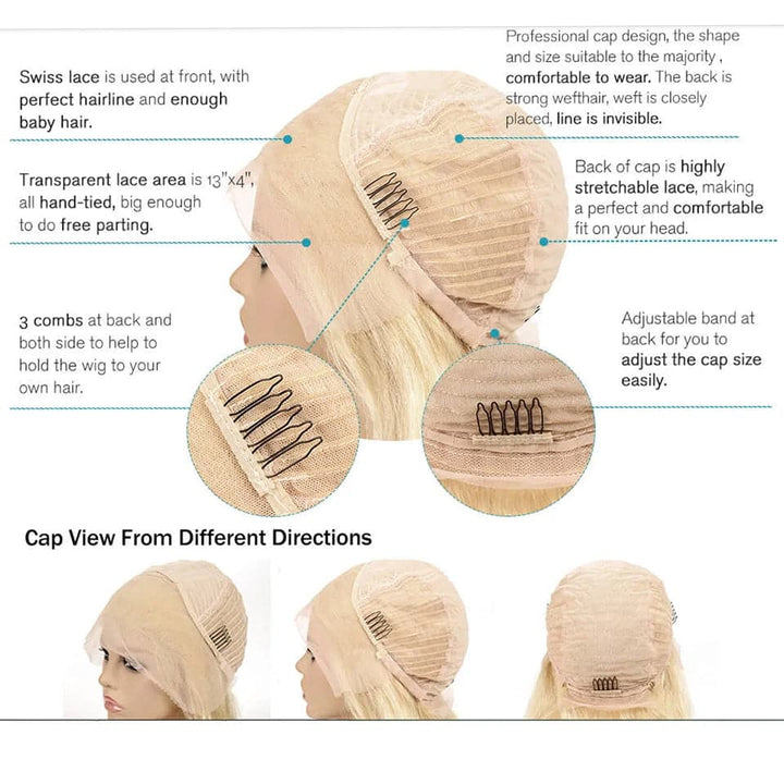 613 Blonde Short Bob Straight 13x4 Lace Front Human Hair Wigs Transparent Lace - Lumiere hair