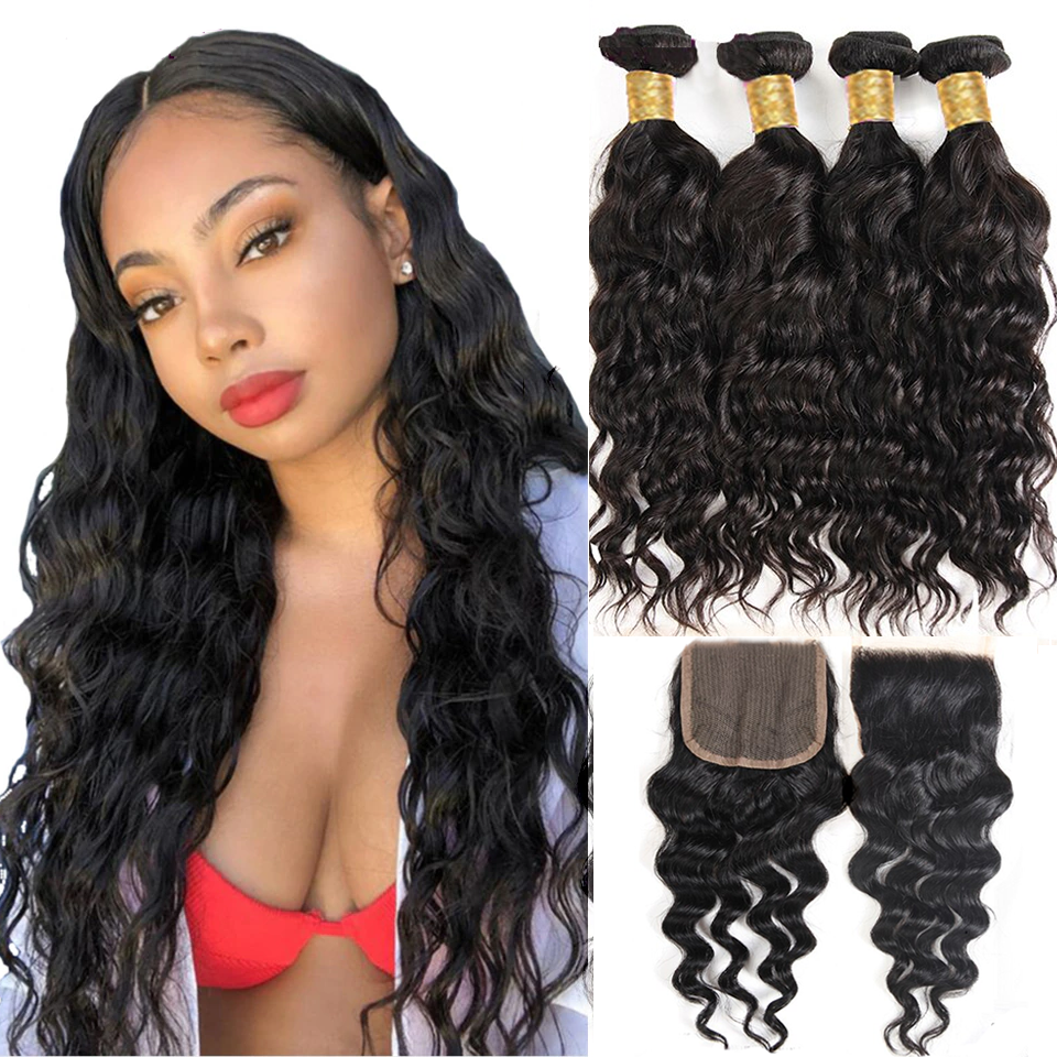 Lumiere HD Lace 4 Bundles with 4x4 closure Malaysia Natural Wave 100% Virgin Human Hair Extension