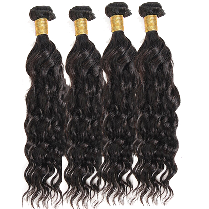 Natural Wave 3 Bundles With 13x4 Lace Frontal 100% Human Hair Bundles Deal