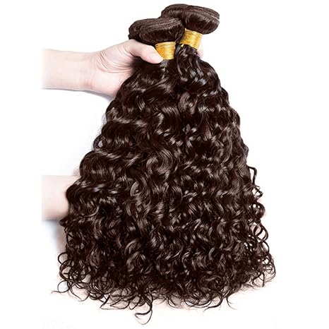 Lumiere #4 Brown Water Wave 3 Bundles Extensions 100% Human Hair(No Code Need)