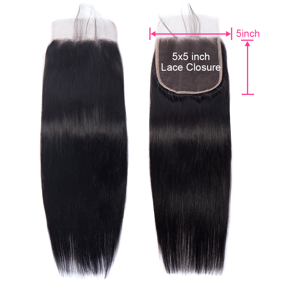 Straight 3 Bundles With Closure 6x6 lace 100% virgin human hair