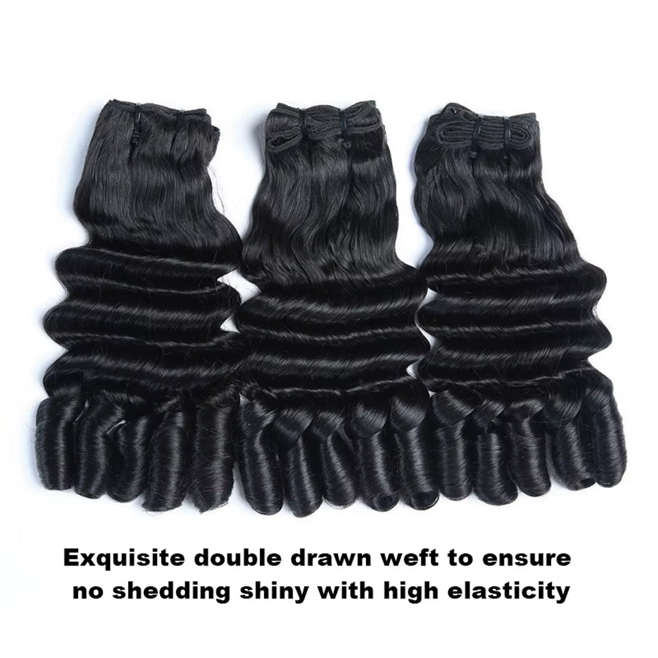 Lumiere Burmese Curly Funmi Loose Deep 3 Bundles with 4x4 Lace Closure Human Hair Extension