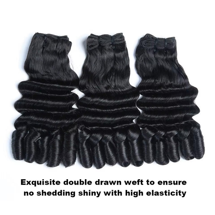 Lumiere Funmi Loose Deep 3 Bundles with 13x4 Frontal HD Lace Burmese Curly Human Hair for Women
