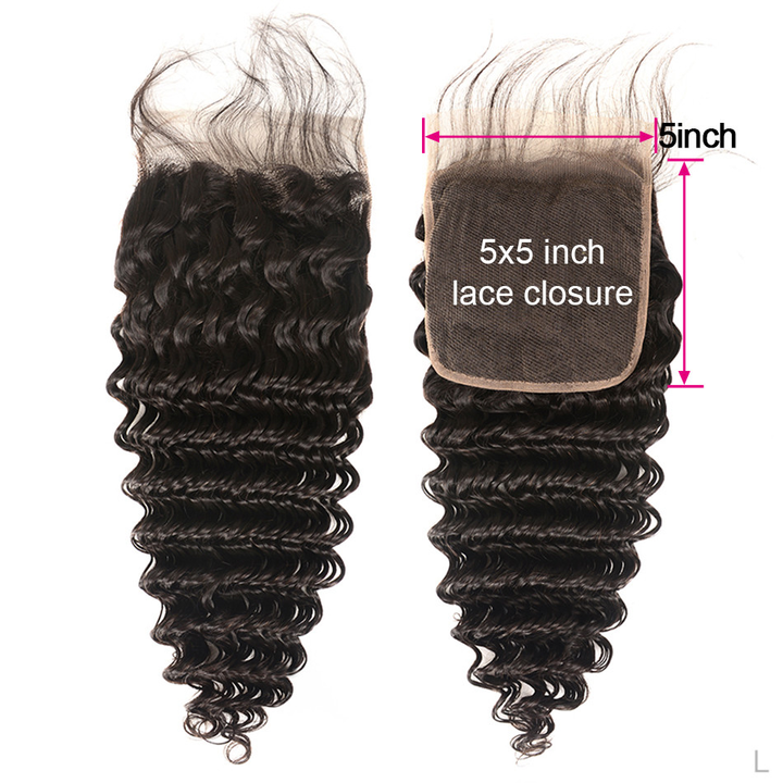 Deep Wave 3 Bundles With Closure 6x6 lace 100% virgin human hair
