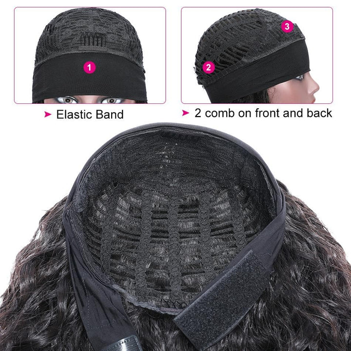 Kinky Straight Bandeau Perruque de Cheveux Humains Glueless Machine Made Non-Lace Wigs