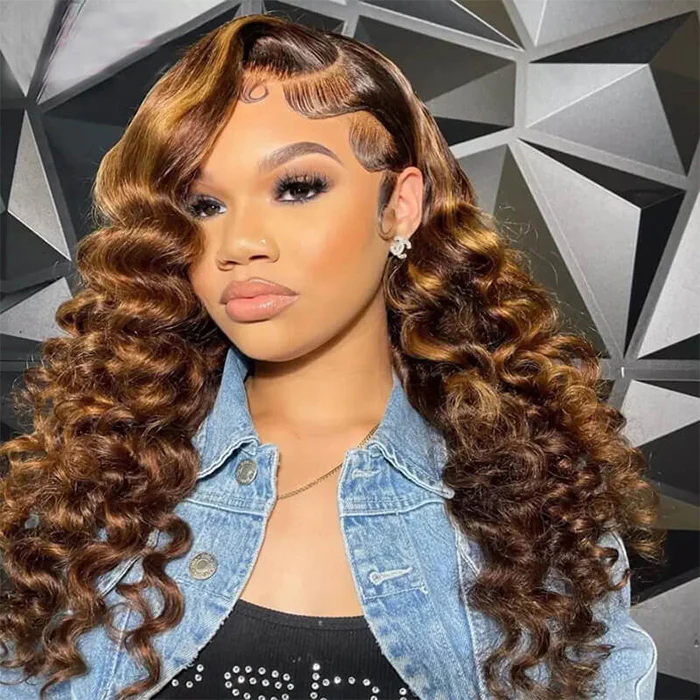 Lumiere #P4/27  Wig Loose Deep Wave 13x6 Transparent Lace Human Hair Wigs