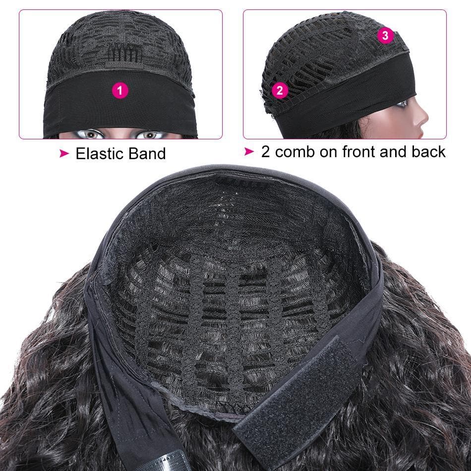 Perruque de cheveux humains bandeau vague d'eau Lumiere pour les femmes noires