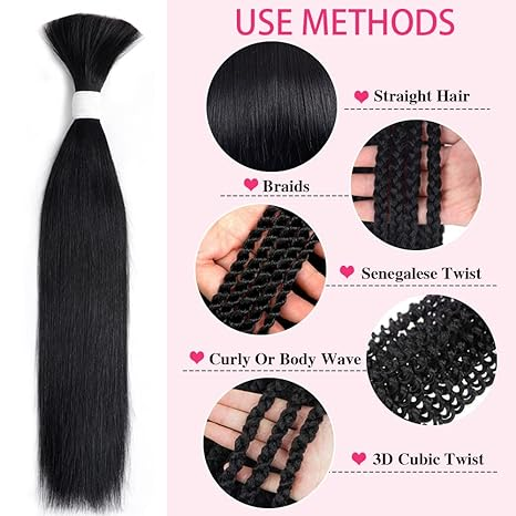 lumiere 3/4 Piece Straight Bulk For Braiding Hair 1 Piece Straight Human Hair Extension
