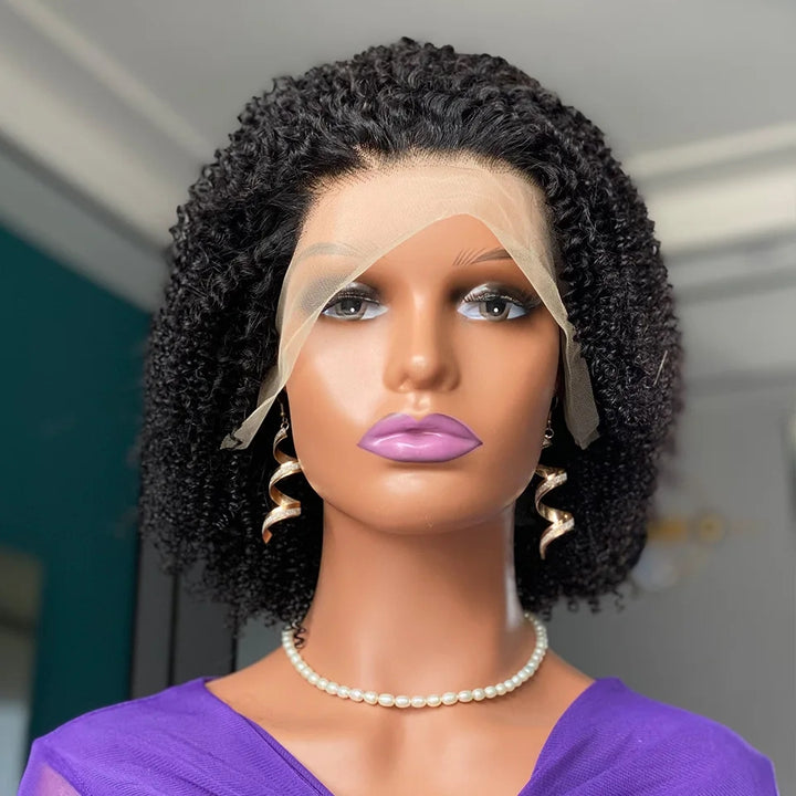 Lumiere Short Kinky Curly Bob Wig 13x4 HD Lace Front Human Hair Wigs  For Black Women HDZ