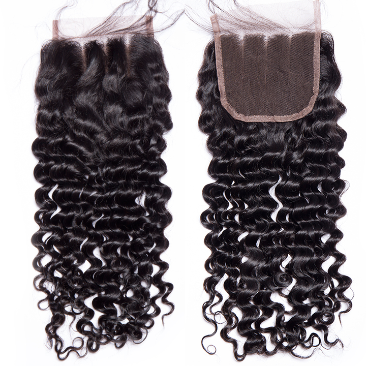Deep Wave 4 Bundles With Closure 6x6 lace 100% virgin human hair