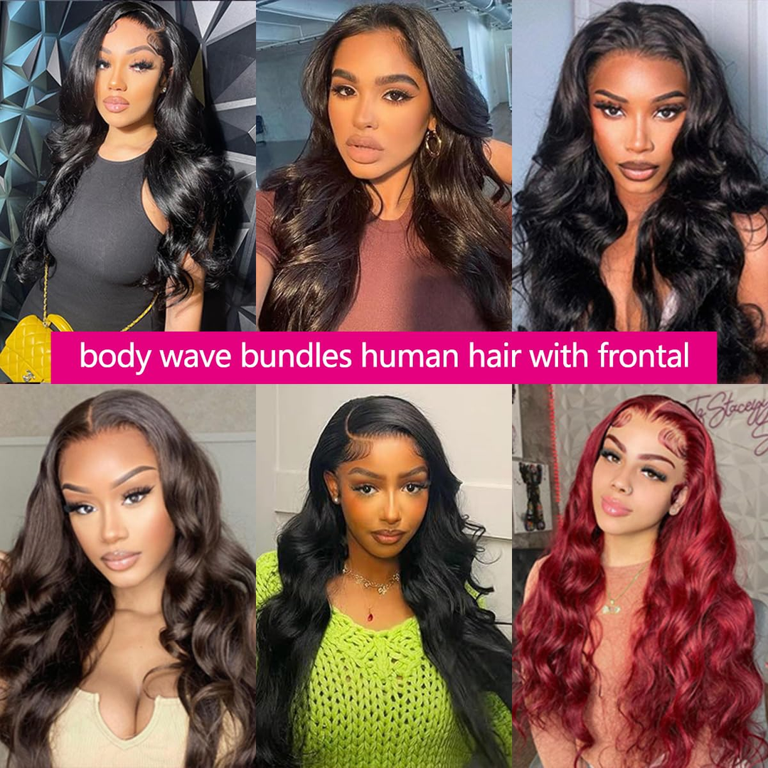 15A  Body Wave 4 Bundles With 13X4 Lace Frontal 100% virgin human hair