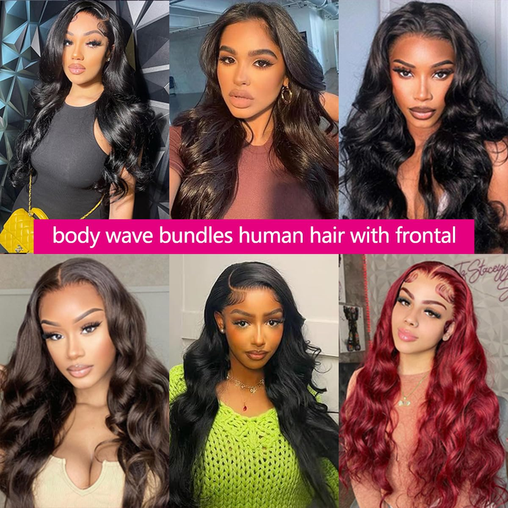 15A  Body Wave 4 Bundles With 13X4 Lace Frontal 100% virgin human hair