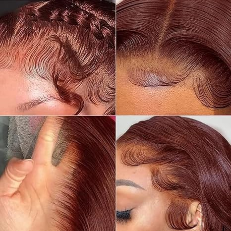 Lumiere A1 Customized #33 Reddish Brown Straight Bob 13x4 Lace Front Wigs Human Hair For Women