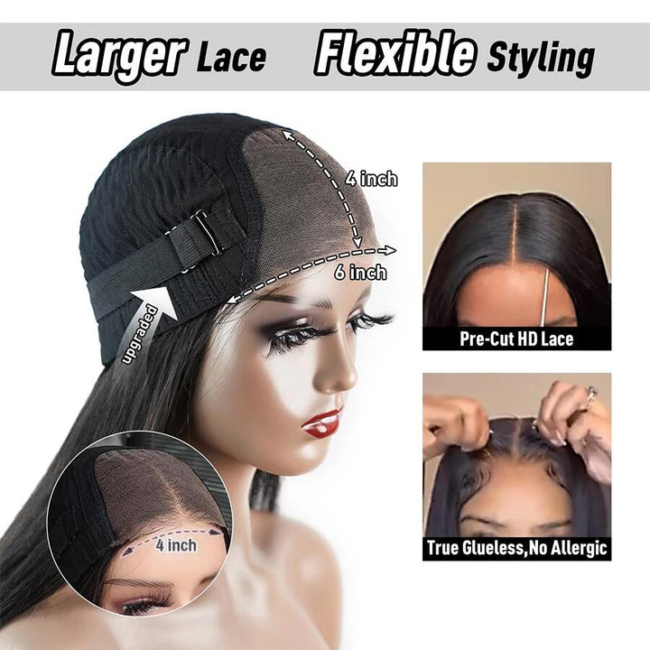 Deep Wave Wear & Go Glueless HD 4X6 Lace Closure Perruque de cheveux humains