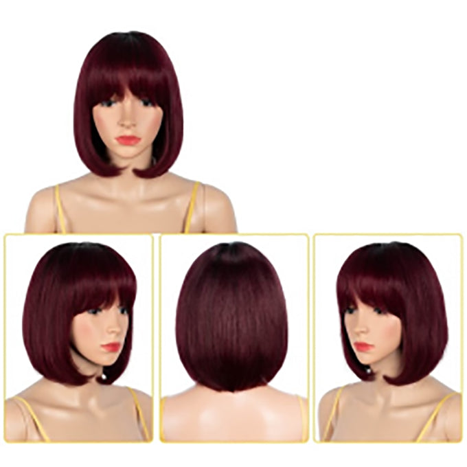 #T1B/99J #T1B/30 Highlight Straight Bob Full Machine Made Wigs None Lace For Women