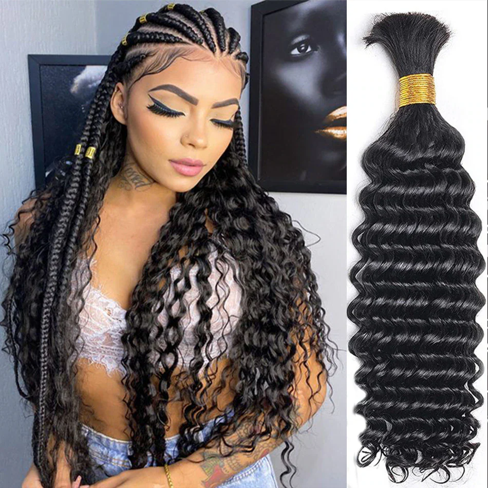 lumiere One Deep Wave Bulk Human Hair for Braiding No Weft Brazilian Virgin Human Hair Extensions Braiding Hair