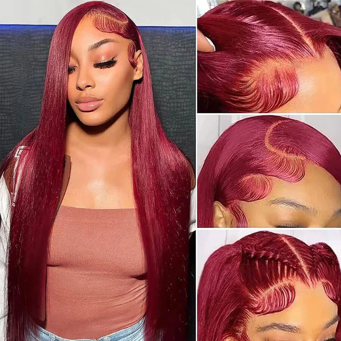 #4/30 Ombre Lace Front Straight Wig Highlight Perruques de cheveux humains pré-plumées
