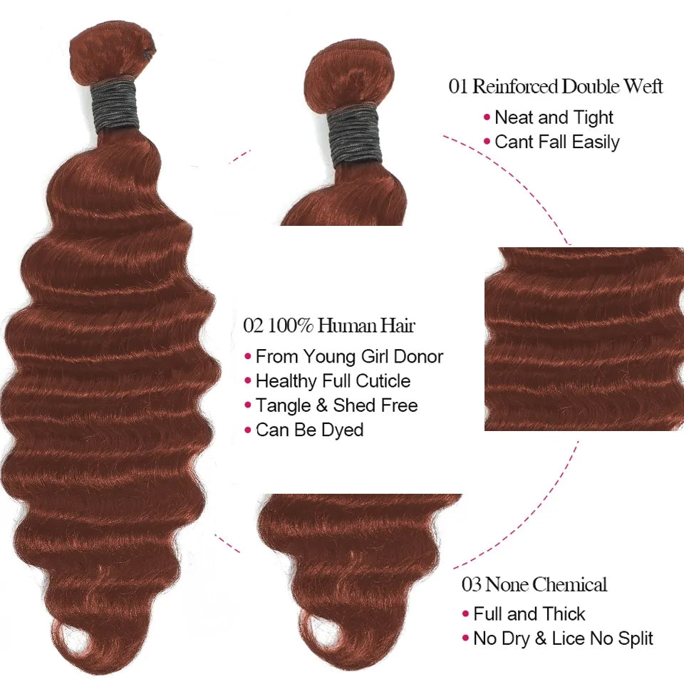 #33 loose deep 4 Bundles Brazilian Remy Human Hair(No Code Need)