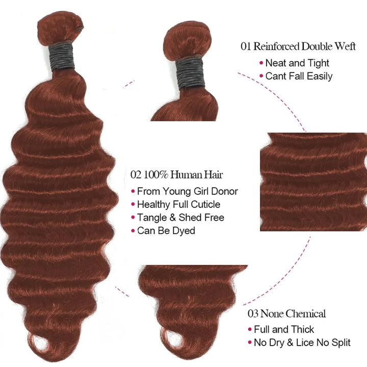#33 loose deep 4 Bundles Brazilian Remy Human Hair(No Code Need)