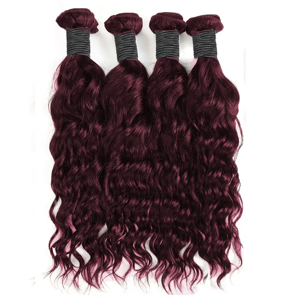 Red Bundles #99j lumiere Blonde Water Wave 4 Bundles human hair