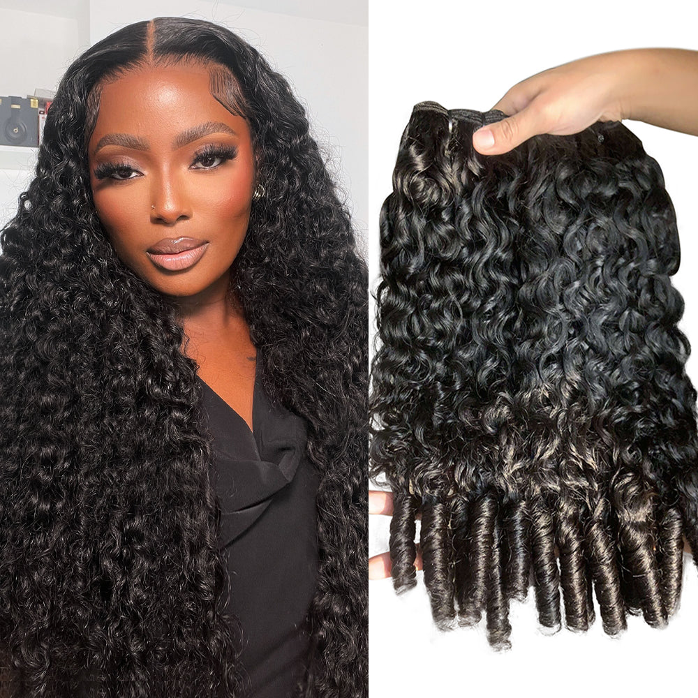 Lumiere Curly Human Hair Burmese Curly 3 Bundles with Spriral End for Women Natural Black