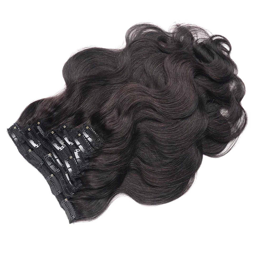 Ship In 24Hours-Lumiere Clip In Hair Extensions Human Hair Brazilian Body Wave Clip In 8 Pcs/Set Natural Black Color Clip Ins Remy Hair 8-26 Inch 120G