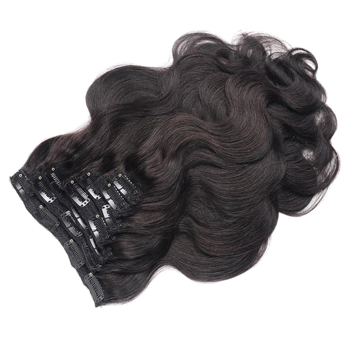 Ship In 24Hours-Lumiere Clip In Hair Extensions Human Hair Brazilian Body Wave Clip In 8 Pcs/Set Natural Black Color Clip Ins Remy Hair 8-26 Inch 120G