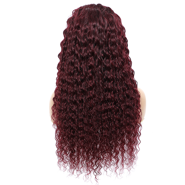 # 99J Kinky Curly 4x4/5x5/13x4 Lace Closure/Frontal 150%/180% Densité Perruques Pour Femmes Pré Plumées