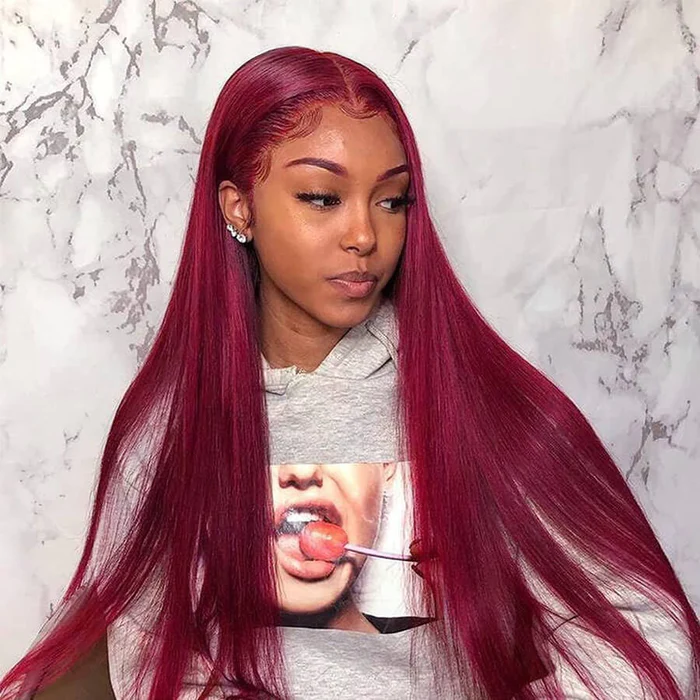 #4/30 Ombre Lace Front Straight Wig Highlight Perruques de cheveux humains pré-plumées