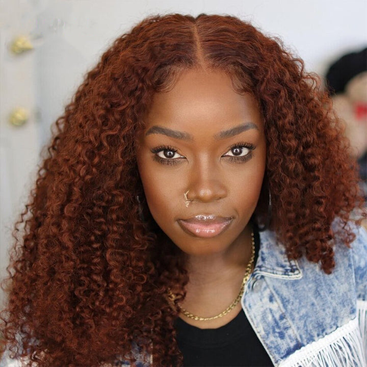 #33 Reddish Brown Water Wave 3 Bundles with 4x4 Lace Closure (No Code Need)