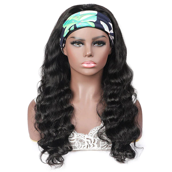 Perruques de bandeau de cheveux humains de vague lâche perruque faite à la machine couleur naturelle aucune dentelle