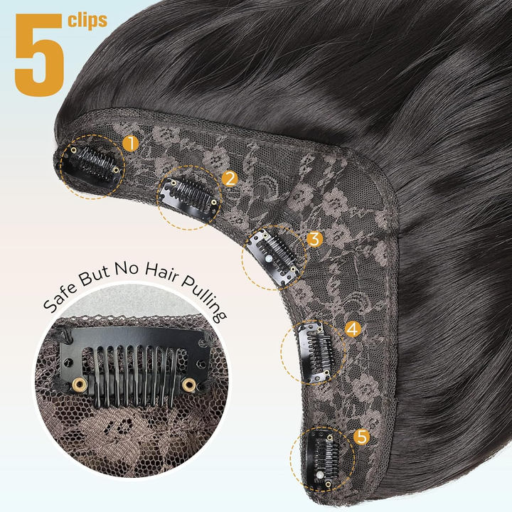 Lumiere 15A Clip in straight  V-Shaped Hair Extension One Piece 5 Clips One Set Clips for Women