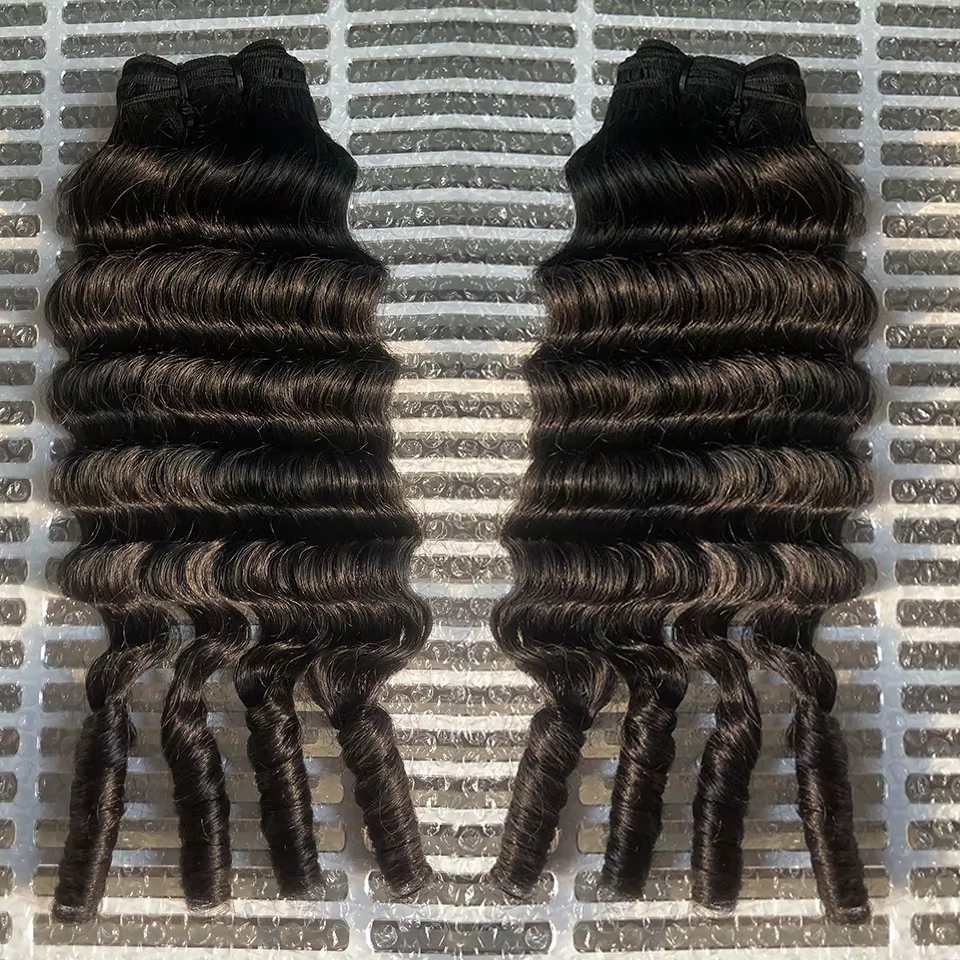 Lumiere Funmi Loose Deep 4 Bundles Human Hair Extensions Burmese Curly Curls Raw Hair 100% Human Hair