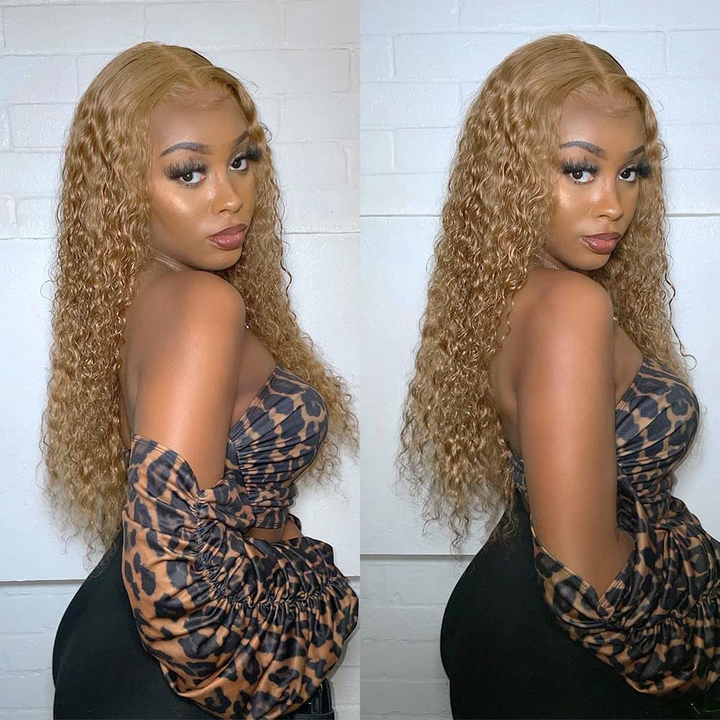 #27 Kinky Curly 4x4/5x5/13x4 Lace Closure/Frontal 150%/180% Densité Perruques Pour Femmes Pré Pincées