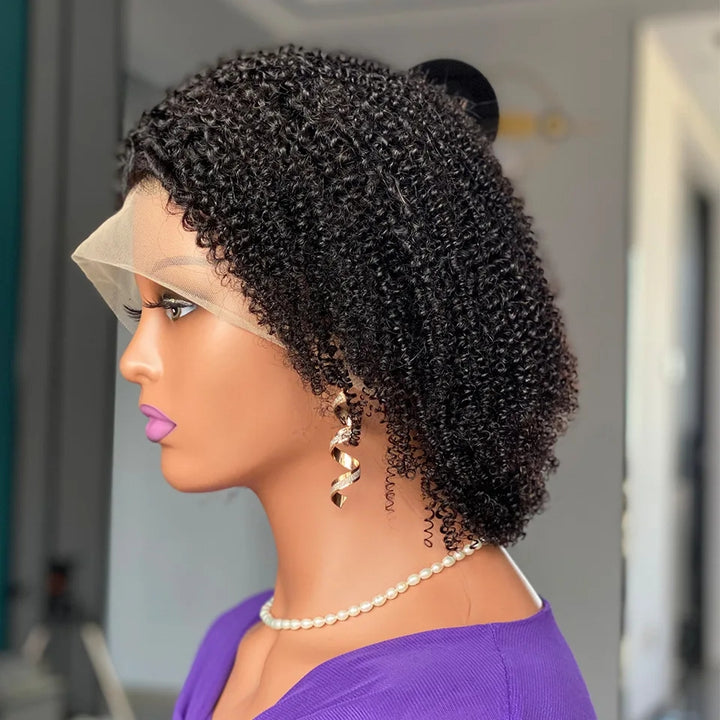 Lumiere Short Kinky Curly Bob Wig 13x4 HD Lace Front Human Hair Wigs  For Black Women HDZ