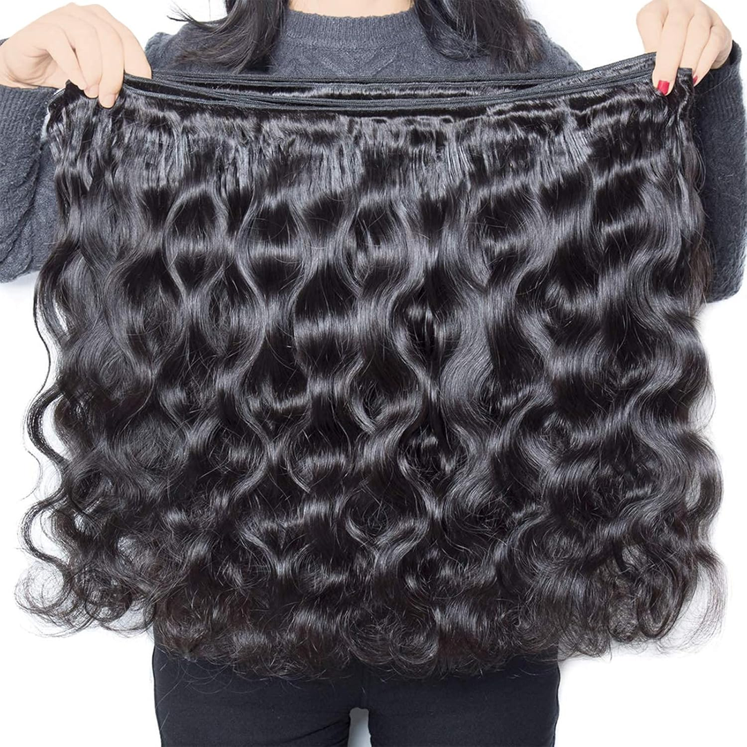 15A Body Wave 3 Bundles With 4X4 Lace Closure 100% virgin human hair