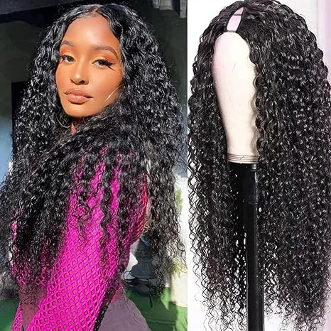 Nouveau V Part Kinky Curly Upgrade No Leave Out Brésilien Remy Glueless Perruques de cheveux humains pour les femmes
