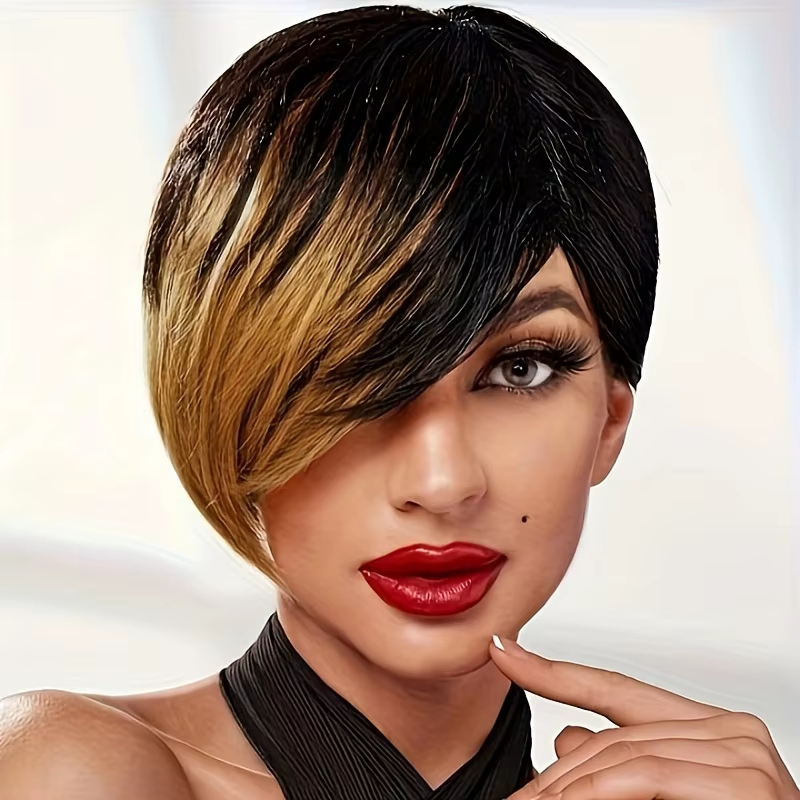 Naturel noir 13 x 4 x 1 partie latérale dentelle bouclée courte Pixie Cut Bob pour les femmes noires
