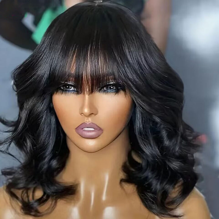 Skunk Stripe Noir et Bleu Ombre Body Wave 13x4/4x4 Lace Front Wig