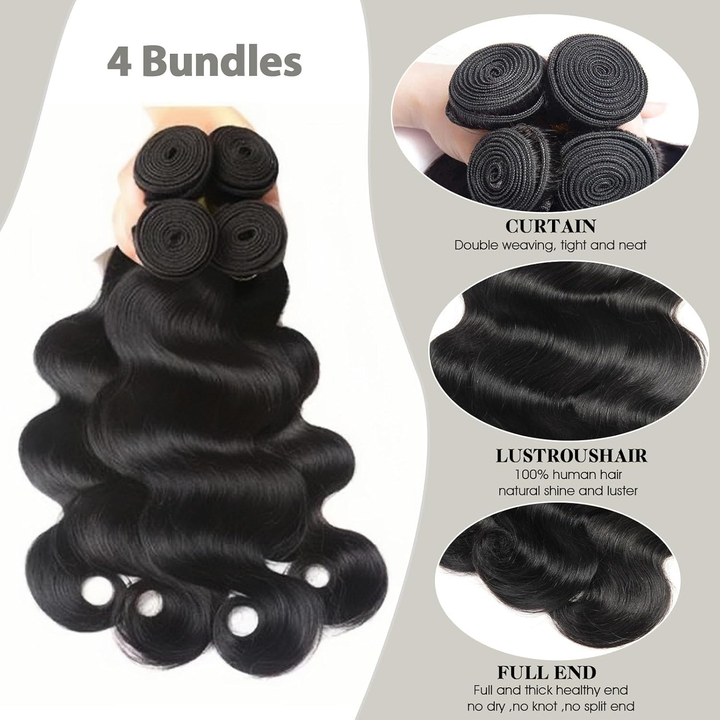 15A  Body Wave 4 Bundles With 13X4 Lace Frontal 100% virgin human hair